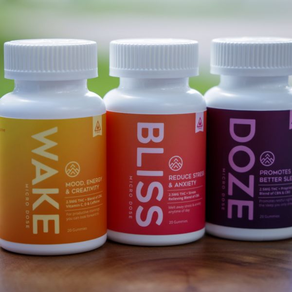 wake bliss and doze THC micro dose d9 gummy edibles