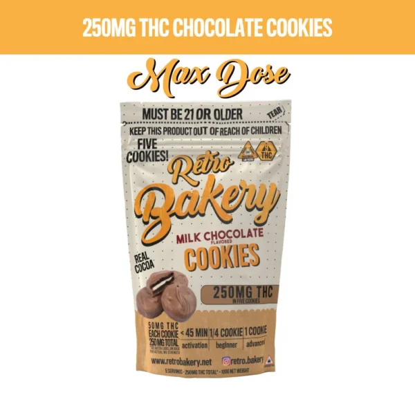 250mg THC Milk Chocolate Cookies | Retro Bakery